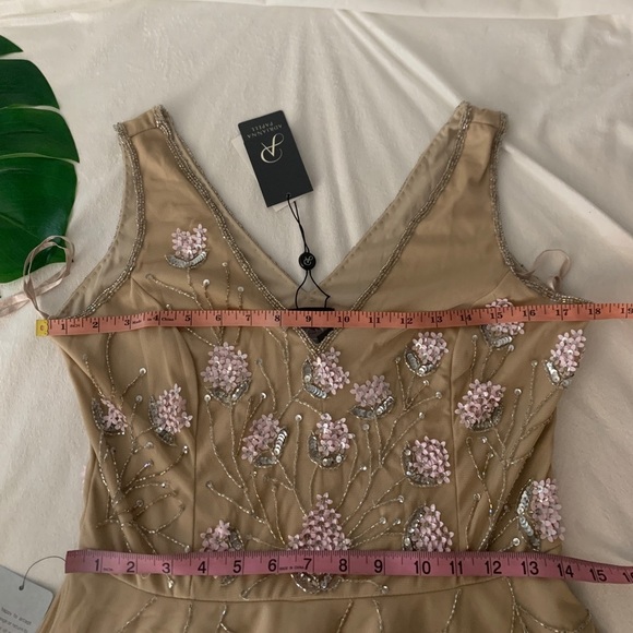 NWT! Adrianna Papell Embellished Tea-Length Dress [‎ SZ 10 ] - Picture 3 of 7